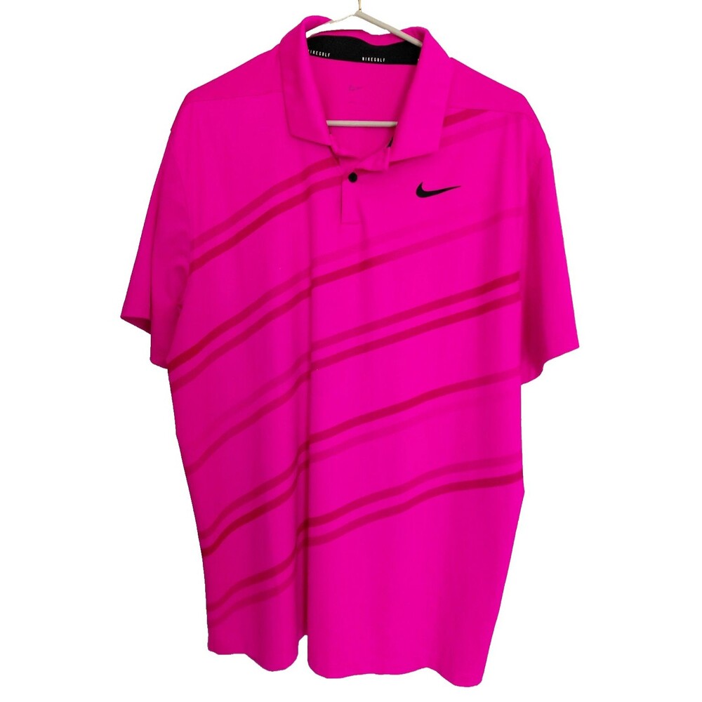 Nike Golf Polo Mens Sz L Hot Pink Geometric